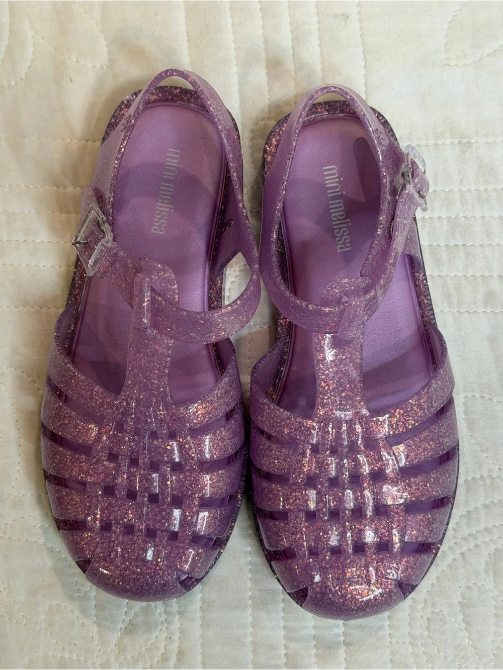 Mini Melissa Possession Shiny Sandal  Lilac Purple Glitter Kids Sz 12